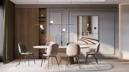 Foto de 3d renderizado moderno comedor de lujo decoración interior - Imagen libre de derechos