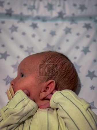 Photo for A beautiful portrait of a new born baby boy. This photo was captured only hours after being delivered by a Caesarean Section in hospital. - Royalty Free Image