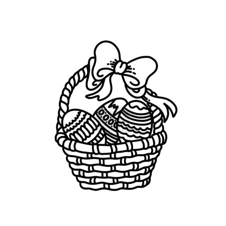 Photo for Happy easter with decorated eggs outline illustration line art handdrawing - Royalty Free Image
