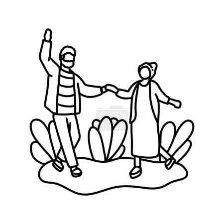 Photo for Hand drawn family illustration Outline Drawing Line Art Drawing - Royalty Free Image