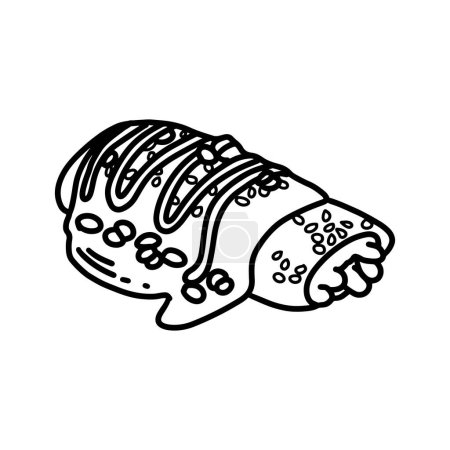 Umriss von Hand gezeichnete mexikanische Küche Illustration Linie Kunst Cartoon