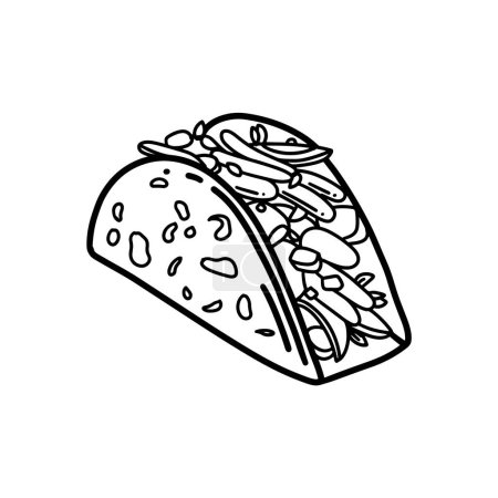 Illustration for Outline Handdrawn Mexican cuisine illustration Line Art Cartoon - Royalty Free Image