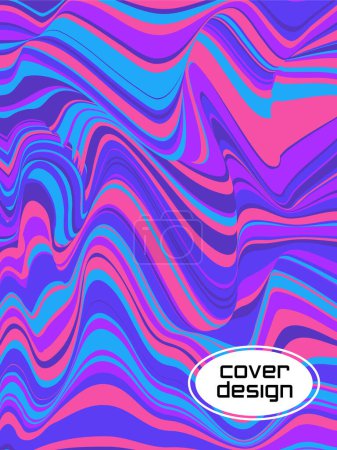 Illustration for Colorful wavy stripes.  Halftone stripes texture cover page layout templates set. Report covers graphic design, business brochure pages corporate templates. - Royalty Free Image