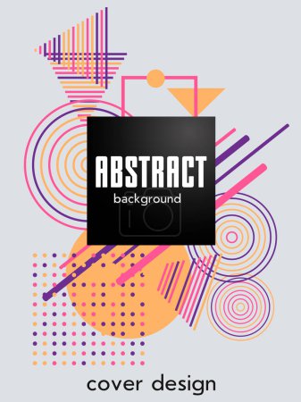 Illustration for Covers templates set with bauhaus, memphis and hipster style graphic geometric elements. Universal abstract layouts. Applicable for placards, brochures, posters, covers and banners. - Royalty Free Image