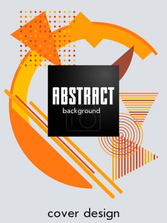 Ilustración de Abstract Bauhaus geometric pattern background, vector circle, triangle and square lines art design. Universal abstract layouts. Applicable for notebooks, planners, brochures, books, catalogs etc. - Imagen libre de derechos