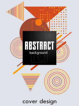 Illustration for Abstract Bauhaus geometric pattern background, vector circle, triangle and square lines art design. Universal abstract layouts. Applicable for notebooks, planners, brochures, books, catalogs etc. - Royalty Free Image