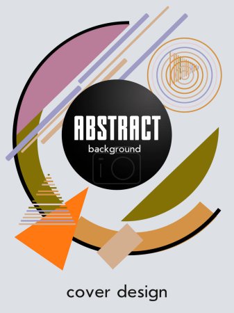Photo pour Abstract Bauhaus geometric pattern background, vector circle, triangle and square lines art design. Universal abstract layouts. Applicable for notebooks, planners, brochures, books, catalogs etc. - image libre de droit