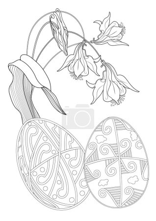 Illustration for Art therapy coloring page. Painting an Easter egg. Easter card. Coloring pages for adults and children. Anti-stress hand drawing. - Royalty Free Image