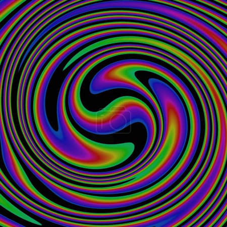 Photo for Psychedelic liquid spiral 1970s neon colorful layer groovy stripe trippy y2k pattern - Royalty Free Image