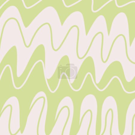 Green Linear Liquid Swirl Groovy Stripe Pattern