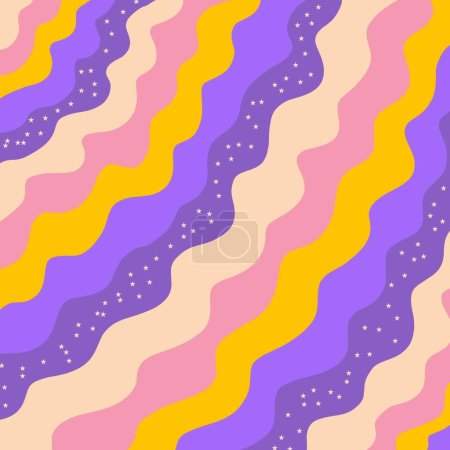 Hippie Liquid Swirl Groovy Stripe Fließende Sterne Muster