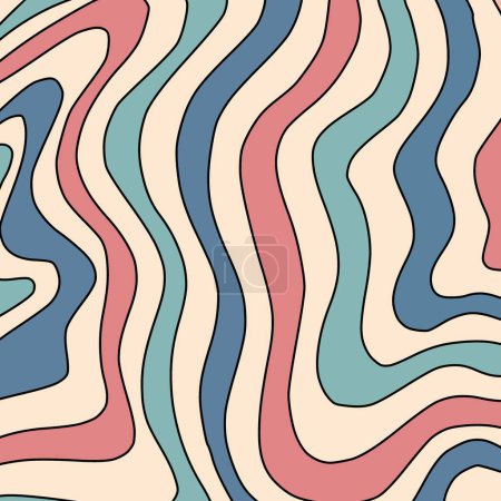 Photo for Abstract Retro Blue Red 70s Trippy Wavy Liquid Swirl Stripe Pattern - Royalty Free Image