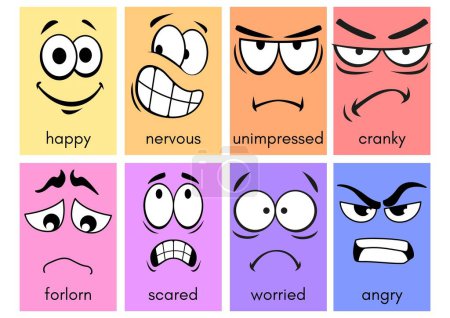 Téléchargez les photos : Expressions faciales Émotions Cartes-éclair - 1 - en image libre de droit