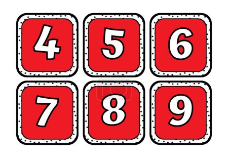 Red, White, and Black Dots Bulletin Board Numbers and Letters Flashcards - 6