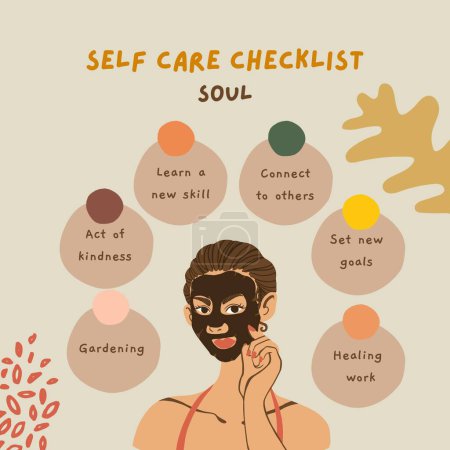 Photo for Beige Self Care Checklist Soul Illustration Instagram Post - Royalty Free Image