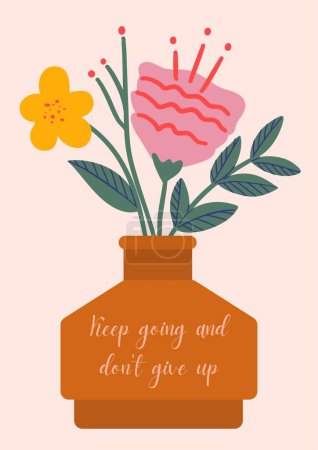 Photo for Pink Yellow Brown Floral Elegant Don't give up Motivational Poster - Royalty Free Image