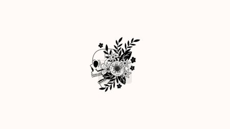 Téléchargez les photos : Floral With Skull Desktop Wallpaper - en image libre de droit