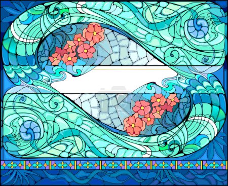 Illustration for Beautiful colorful Art Nouveau stained glass window. Template for exclusive luxury interior or greeting card. Jugendstil architectural style. Design for wallpaper or decoration. Architecture in Europe - Royalty Free Image