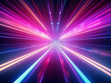 Abstract neon light speed to center colorful background