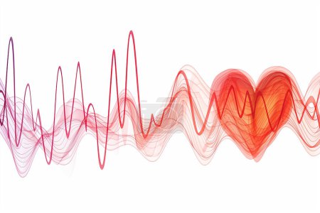 Abstract cardiogram lines of healthy heart and heart stop art illustration. Valentine's day style concept theme seasonal.