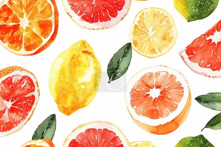 Téléchargez les illustrations : Aquarelle fruits naturels frais aliments sains illustration vectorielle de modèle sans couture - en licence libre de droit