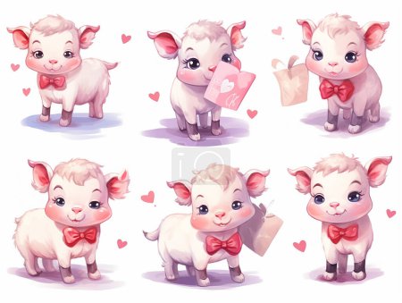 Aquarell valentines day love cow couple, handgezeichnete Aquarell-Illustration für Grußkarte oder Einladungsdesign