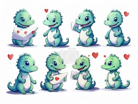 Aquarell Valentinstag Liebe Krokodil Paar, handgezeichnete Aquarell-Illustration für Grußkarte oder Einladungsdesign