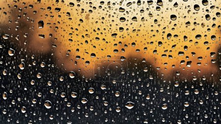 Schwarzer nasser Hintergrund Regentropfen zum Überziehen auf transparentem Fenster, Konzept des Regenwetters saisonal, Hintergrund der Wassertropfen Regen auf Glas transparent