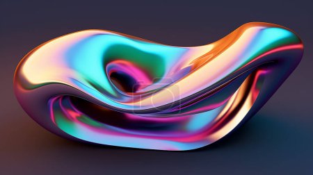Formes fluides 3D iridescentes holographiques, bulles arc-en-ciel amorphes liquides colorées abstraites, éléments vectoriels de gradient caméléon fluorescent de diverses formes illustration