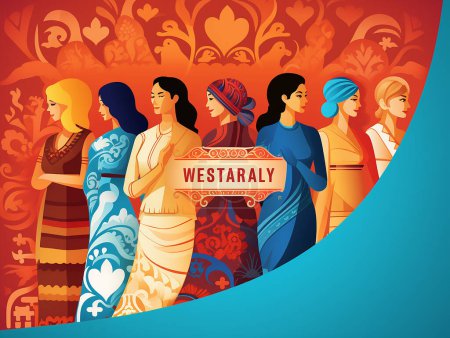 International Women's Day. Women in leadership, woman empowerment, gender equality concepts. Crowd of women of diverse age, races and occupation. Vector horizontal banner.