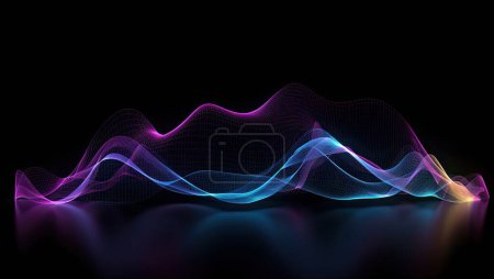 Photo for Bright blue and red lighting on a black background, in the style of colorful curves, light orange and white, neon realism - Royalty Free Image