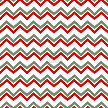 Illustration for Seamless geometric chevron pattern, isolated white background. Retro diamond shapes and Christmas colours. Design for wrapping paper, holiday greetings, scrapbooking, Christmas, New Year celebration. - Royalty Free Image