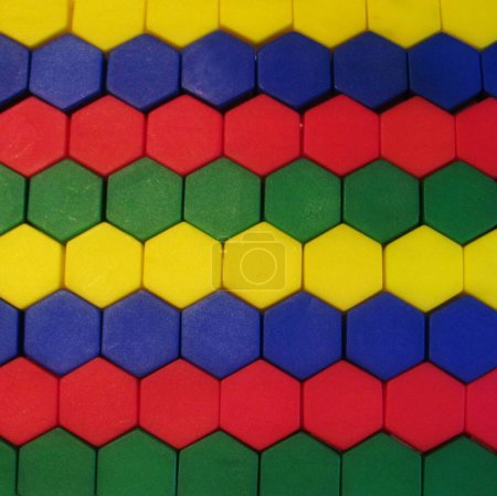 Colorful hexagonal shapes forming a mosaic texture