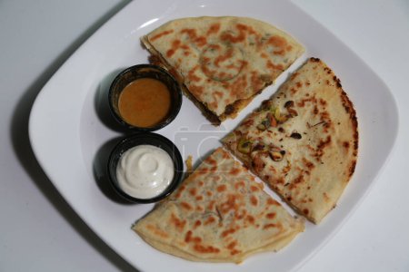 Photo for Indian Pakistani Cuisine. Desi Paratha Platter - Royalty Free Image