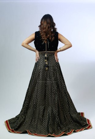 Téléchargez les photos : Back side of Pakistani Indian Style women's desi formal dress Ghagra Choli - en image libre de droit