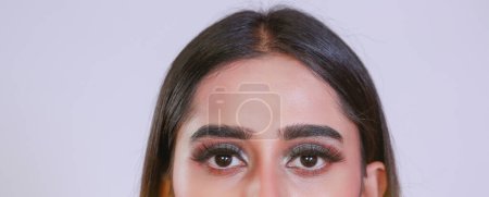Photo for Female Eye with Extreme Long Fake Eyelashes. Eyelash Extensions. Makeup, Cosmetics, Beauty. - Royalty Free Image