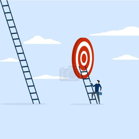 Illustration for Business people who are savvy about climbing the ladder to achieve short term goals. Focus on short term goals to achieve long term success, financial goals or project plan concept, strategy or business planning. - Royalty Free Image