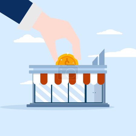 Entrepreneurs submit funding by dropping coins into small business shops. Fund small businesses, invest or save to open new store concepts, support start-up projects or bank loans to start new businesses.