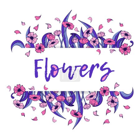 Illustration for Collection six object of flowers bright illustration vector - Royalty Free Image