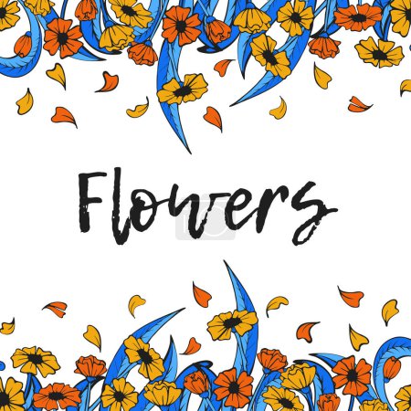 Illustration for Collection six object of flowers bright illustration vector - Royalty Free Image