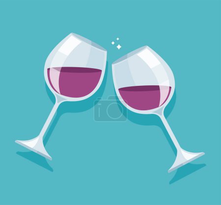 Téléchargez les illustrations : Vive les verres à vin illustration vectorielle - en licence libre de droit