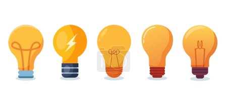Téléchargez les illustrations : Set of light bulb isolated. creative idea and innovation vector illustration - en licence libre de droit