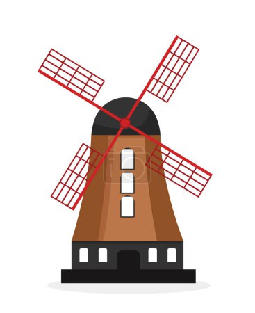 Ilustración de Molino de viento de Holanda. famoso hito - Imagen libre de derechos