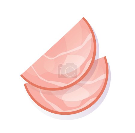 Illustration for Sliced ham isolated vector illustration - Royalty Free Image