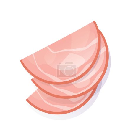 Illustration for Sliced ham isolated vector illustration - Royalty Free Image