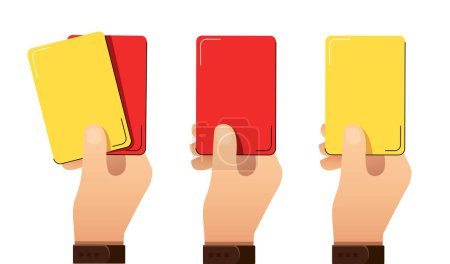 Illustration for Soccer, referees hand with red and yellow card - Royalty Free Image