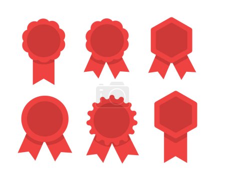 Illustration for Red badges and ribbons. Vector illustration - Royalty Free Image