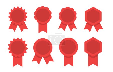 Illustration for Red badges and ribbons. Vector illustration - Royalty Free Image