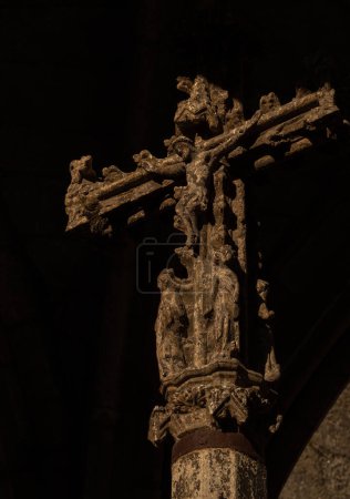 Photo for UNESCO World Heritage, The Salado Monument (Padrao do Salado) and the Gothic Crucifix in Oliveira Square, Guimaraes, Portugal. - Royalty Free Image