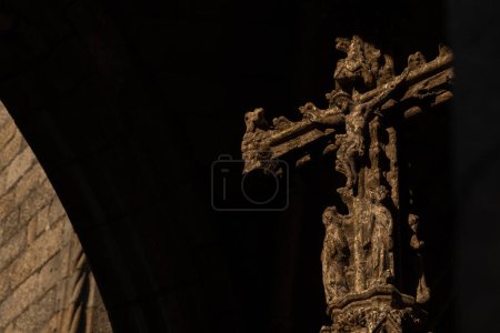 Photo for UNESCO World Heritage, The Salado Monument (Padrao do Salado) and the Gothic Crucifix in Oliveira Square, Guimaraes, Portugal. - Royalty Free Image